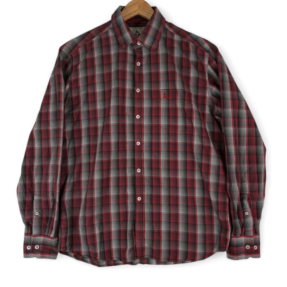 Parx Shirt Mens 42 CM Slim Buffalo Plaid Long Sleeve Button Up‎ Red